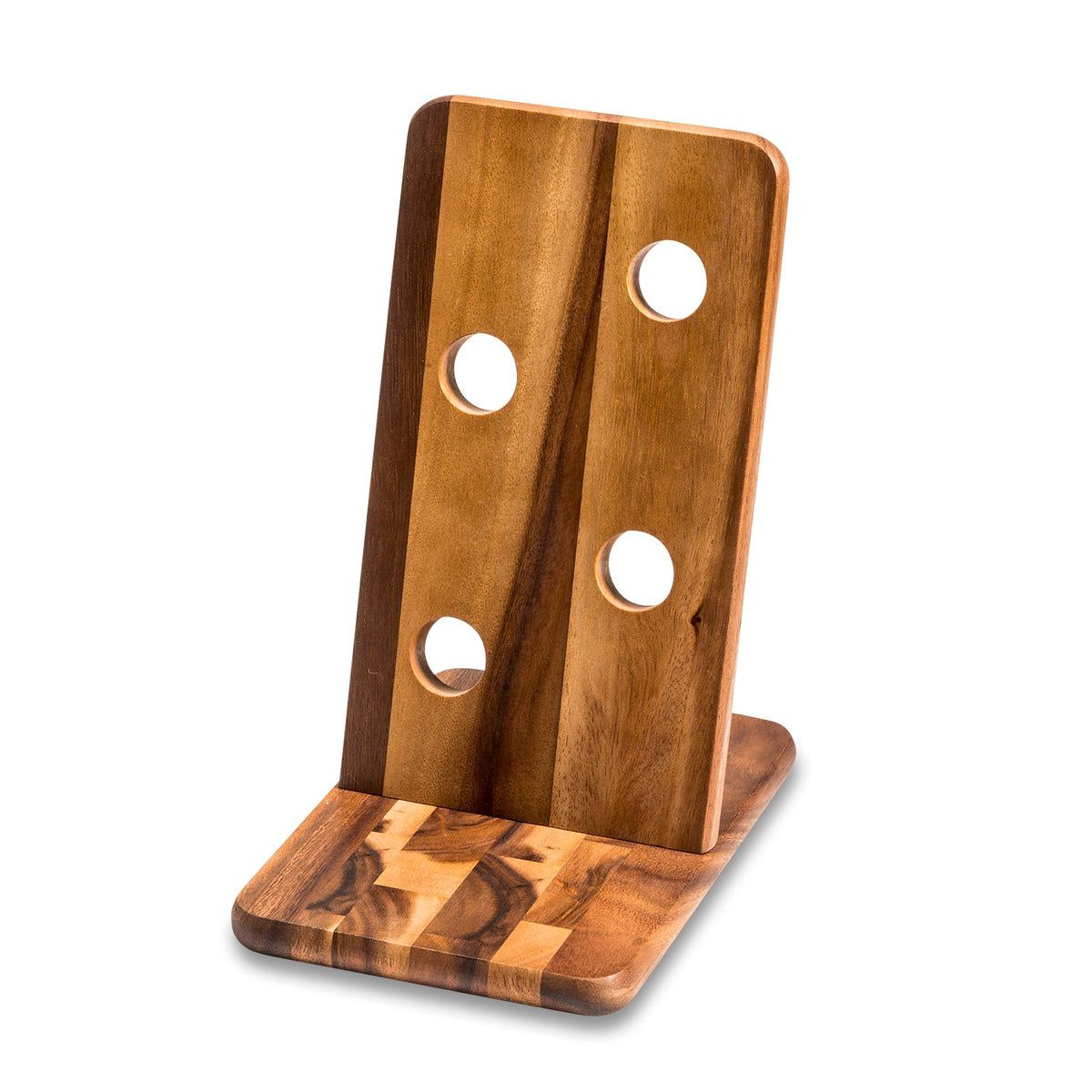 Acacia Wood Floating Wine Bottle Holder – Holds 4 Bottles