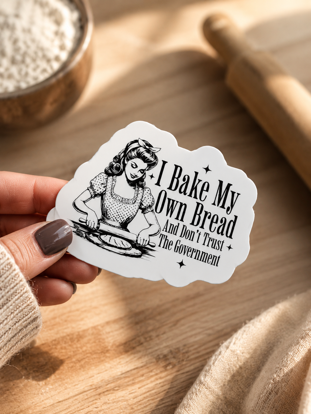 Bake My Own Bread Retro Baking Sticker