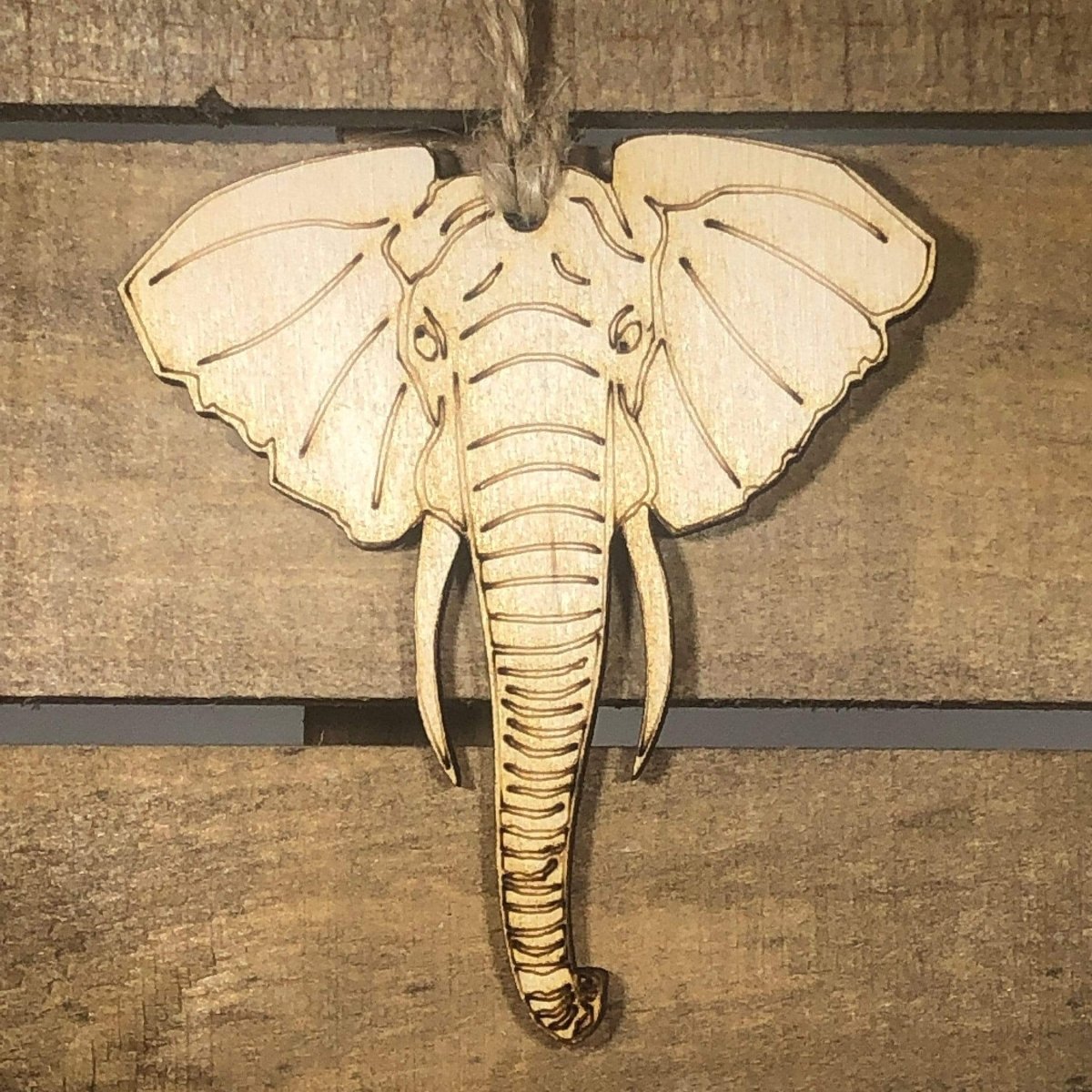 Elephant Wooden Christmas Ornament | Animal Holiday Decor