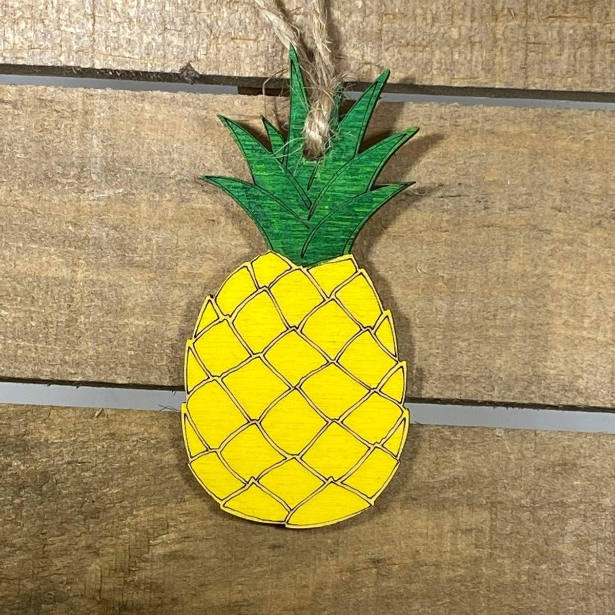 Hawaiian Pineapple Wooden Ornament | Tropical Christmas Decor