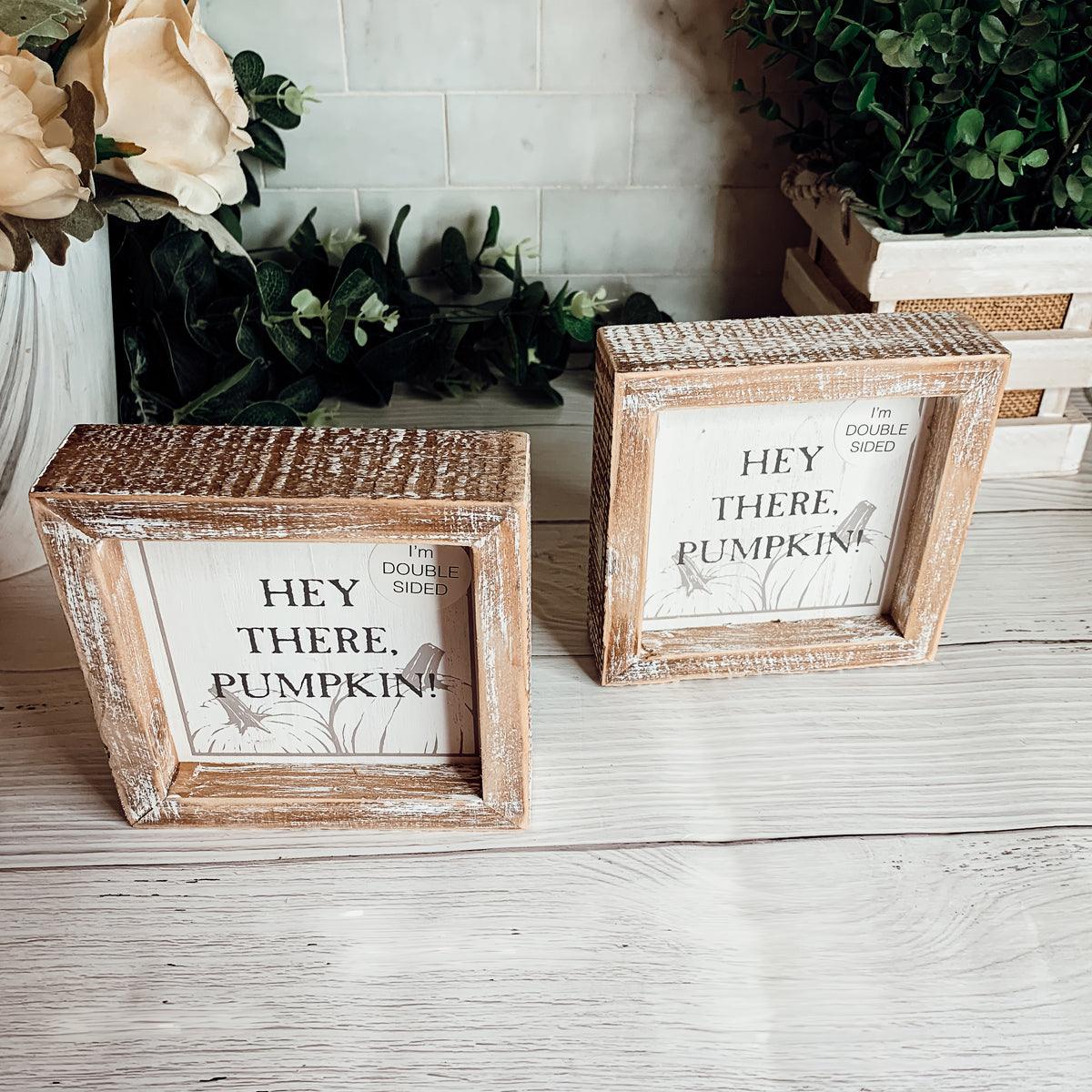 Double-Sided Fall & Halloween Wooden Sign | Pumpkin & Spooky