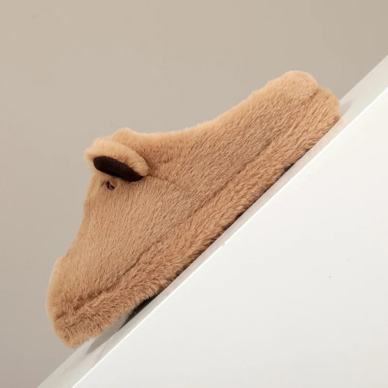 Cozy Capybara Slippers — Plush 3D House Shoes