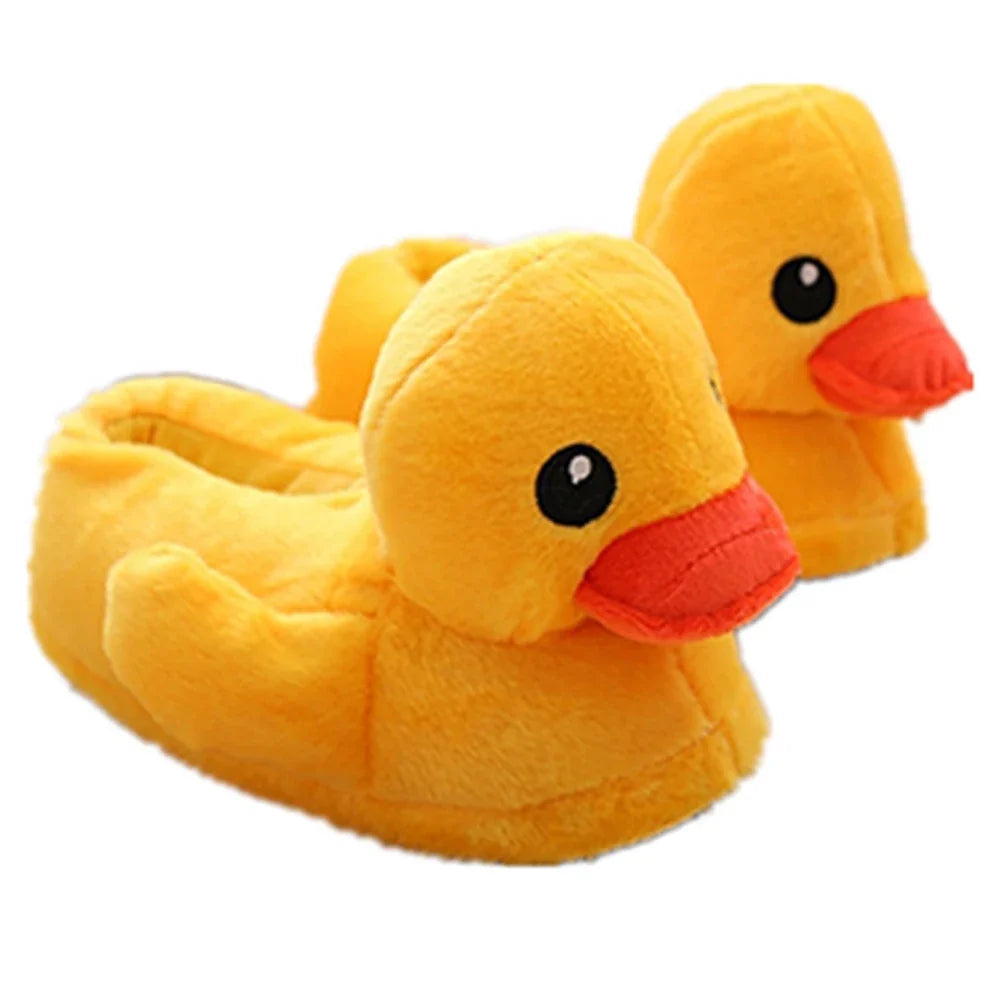 Yellow Duck Plush Slippers
