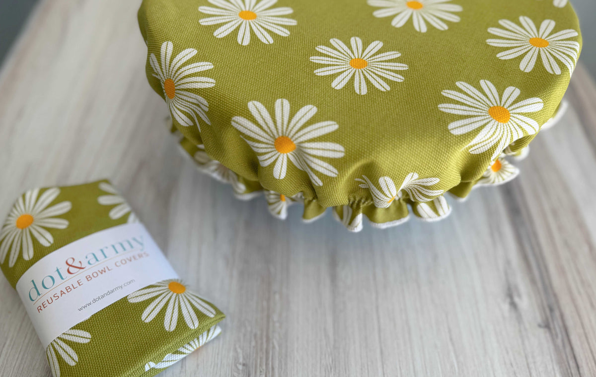 Reusable Daisy Bowl Cover – Fits 12–14" Bowls