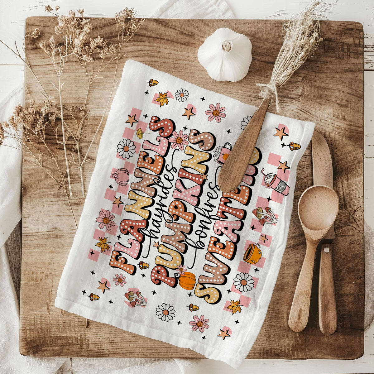 Pink Flannels Retro Fall Kitchen Towel