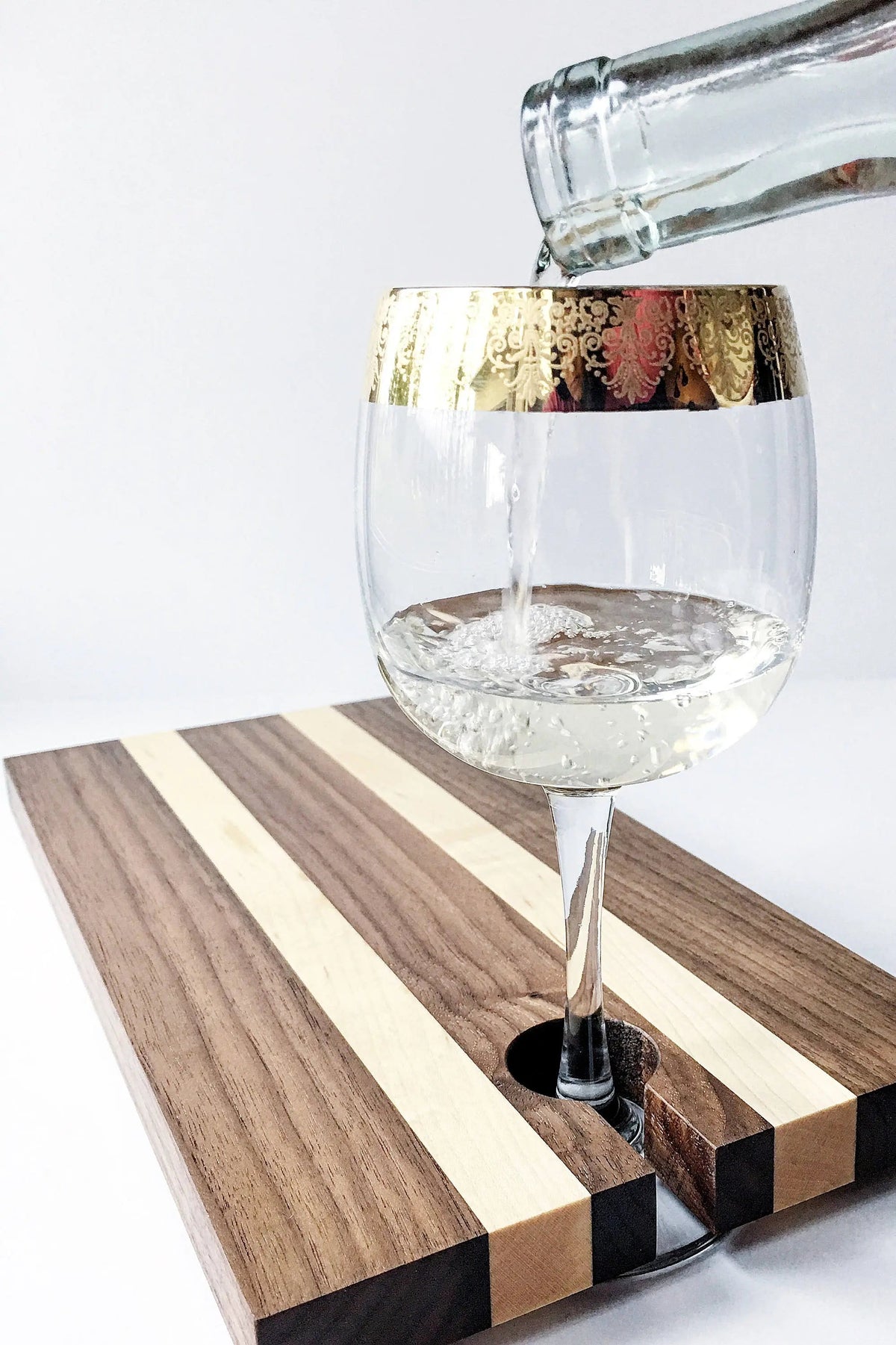 Maple & Walnut Charcuterie Board with Wine Glass Holder