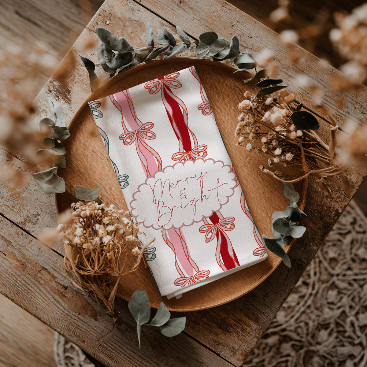 Merry & Bright Coquette Christmas Kitchen Towel