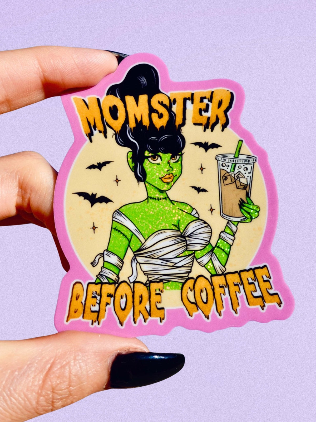 Momster Before Coffee Halloween Sticker