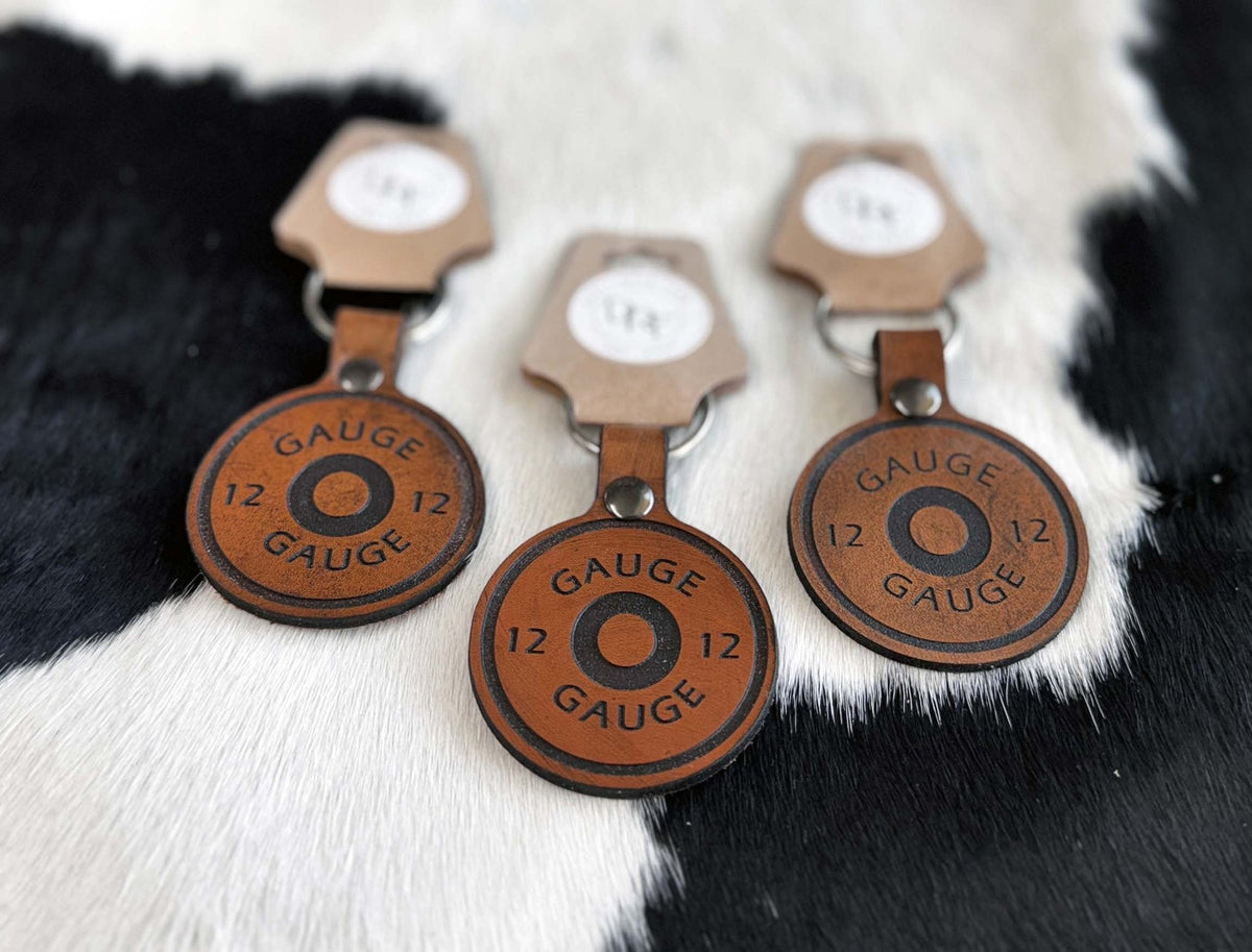 Shotgun Shell Leather Keychain