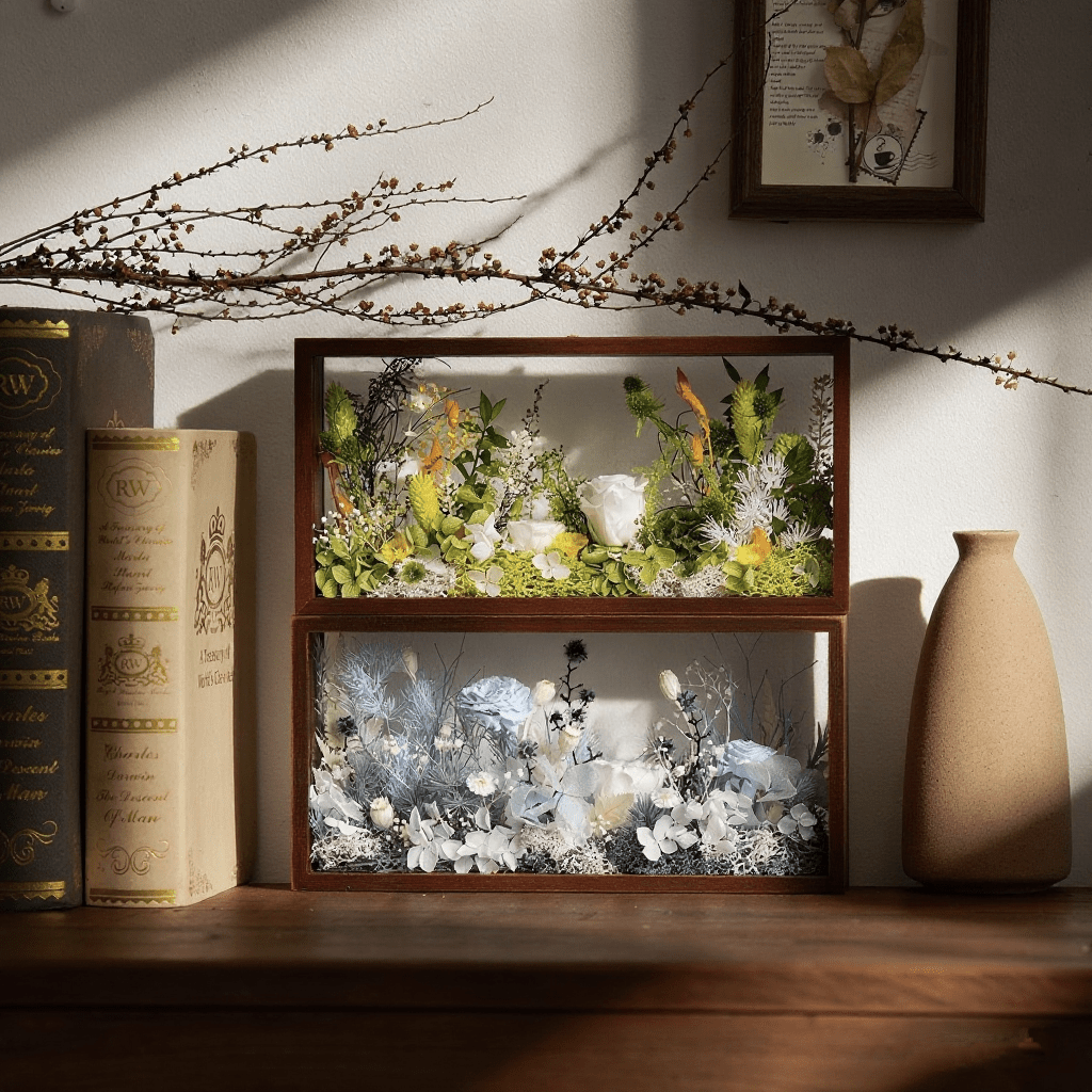 Micro Landscape | Preserved Flower Garden Shadow Box