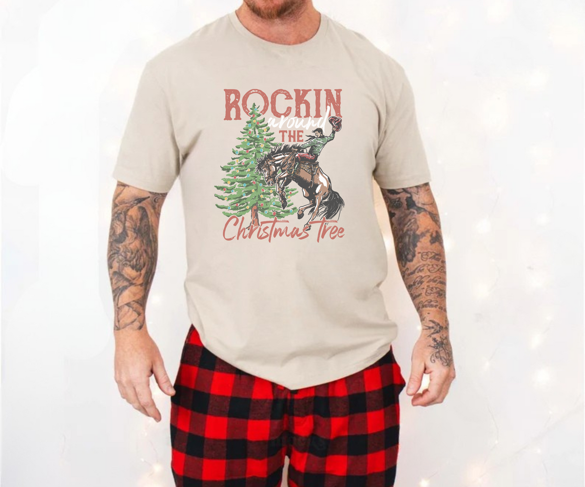 Cowboy Rockin Around the Christmas Tree Tee