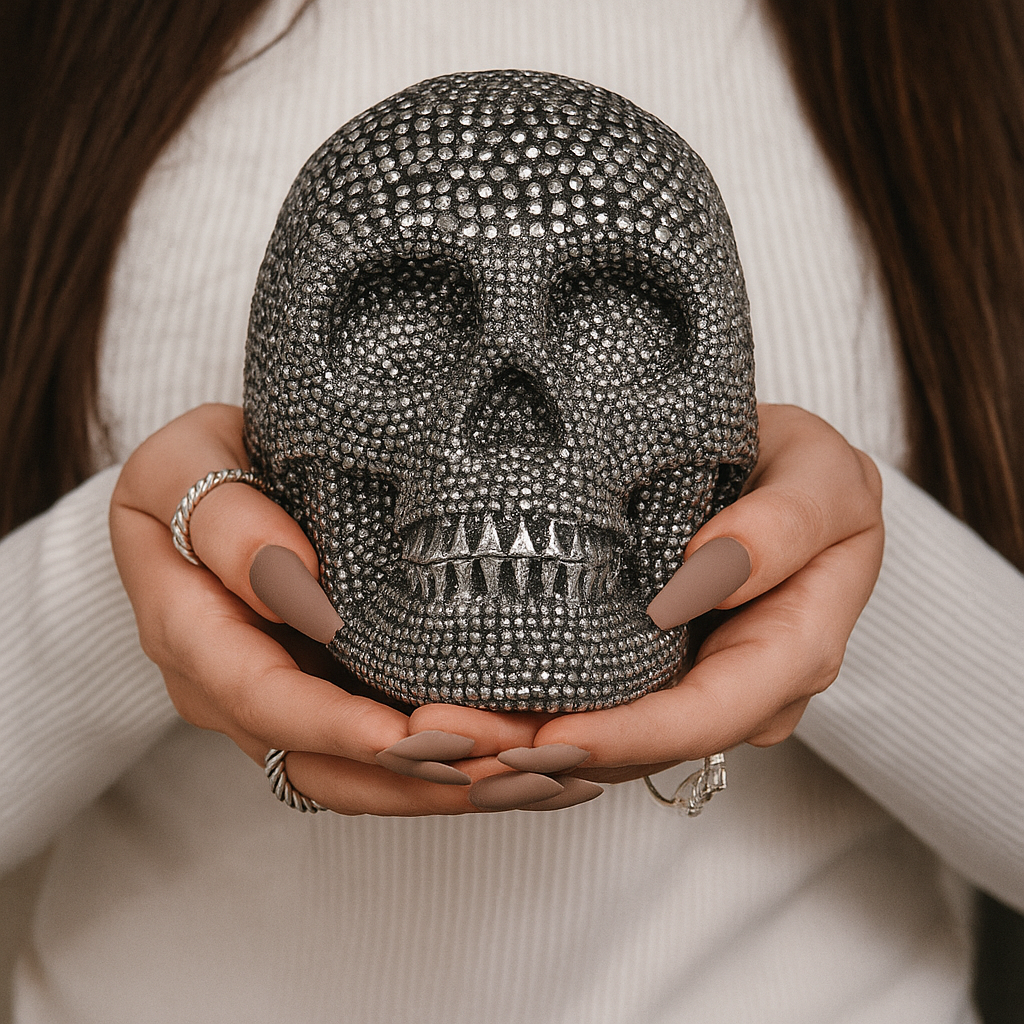 Decorative Jeweled Resin Skull | Gold or Silver