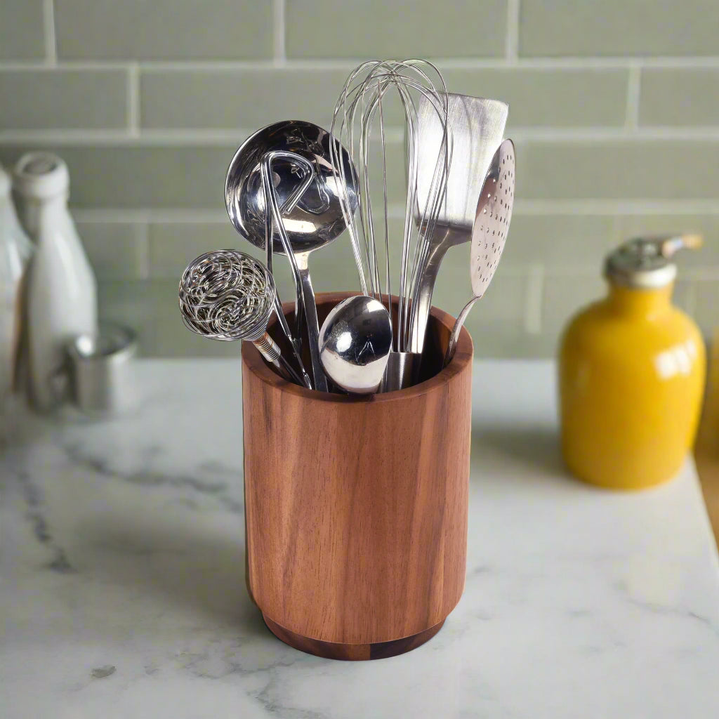 Acacia Wood Rotating Utensil Holder