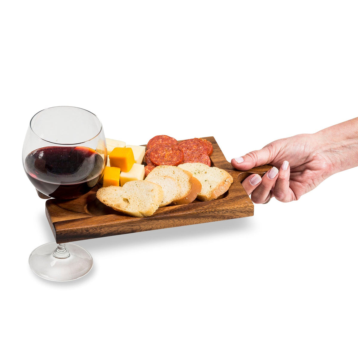 Acacia Wood Puzzle Charcuterie Board & Wine Glass Holder