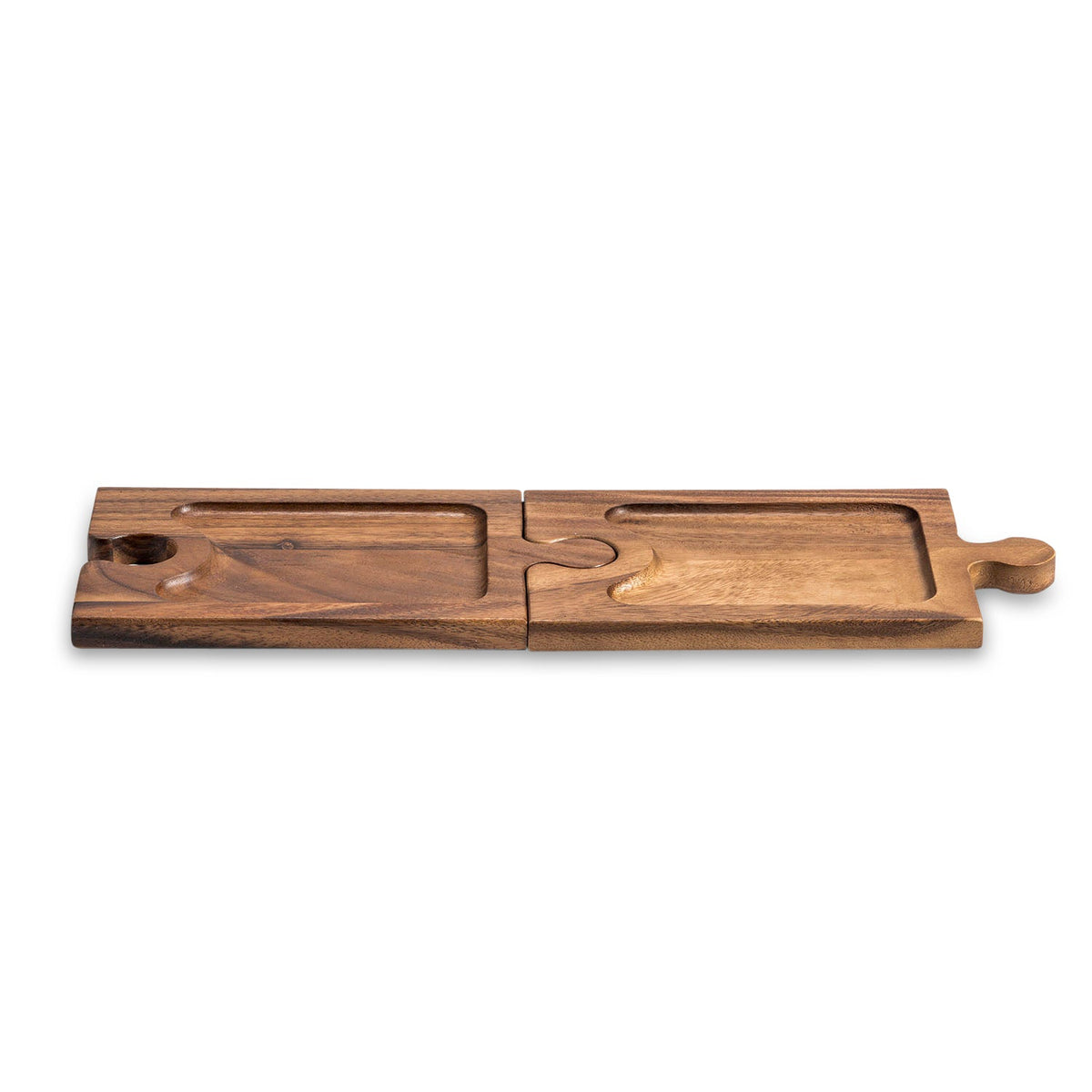 Acacia Wood Puzzle Charcuterie Board & Wine Glass Holder