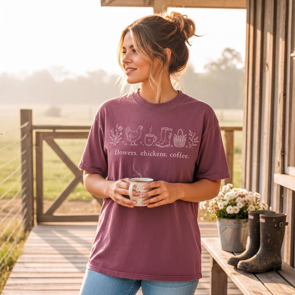 Rise & Grind Chicken Comfort Colors T-Shirt