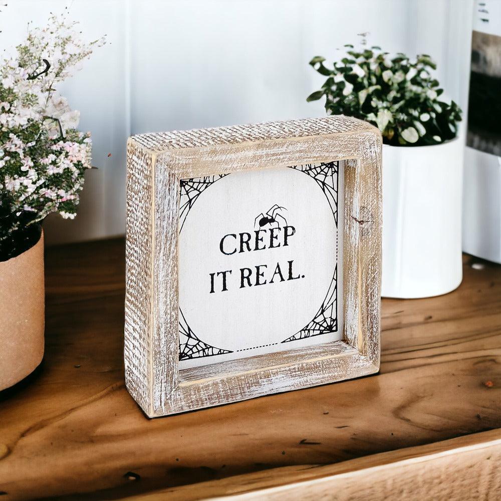 Autumn + Creep It Real Double-Sided Wood Sign