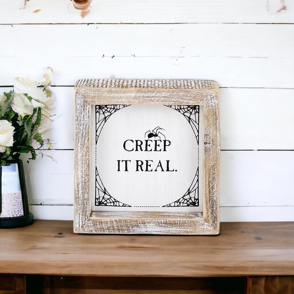 Autumn + Creep It Real Double-Sided Wood Sign