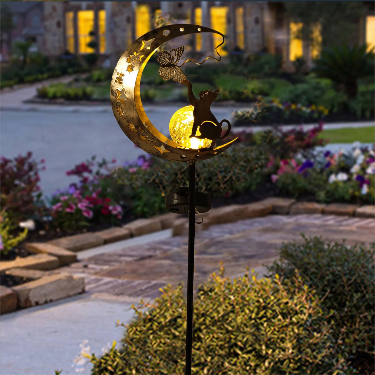 1 PC Fairy Moon-Shaped Iron Solar Lamp Outdoor Garden