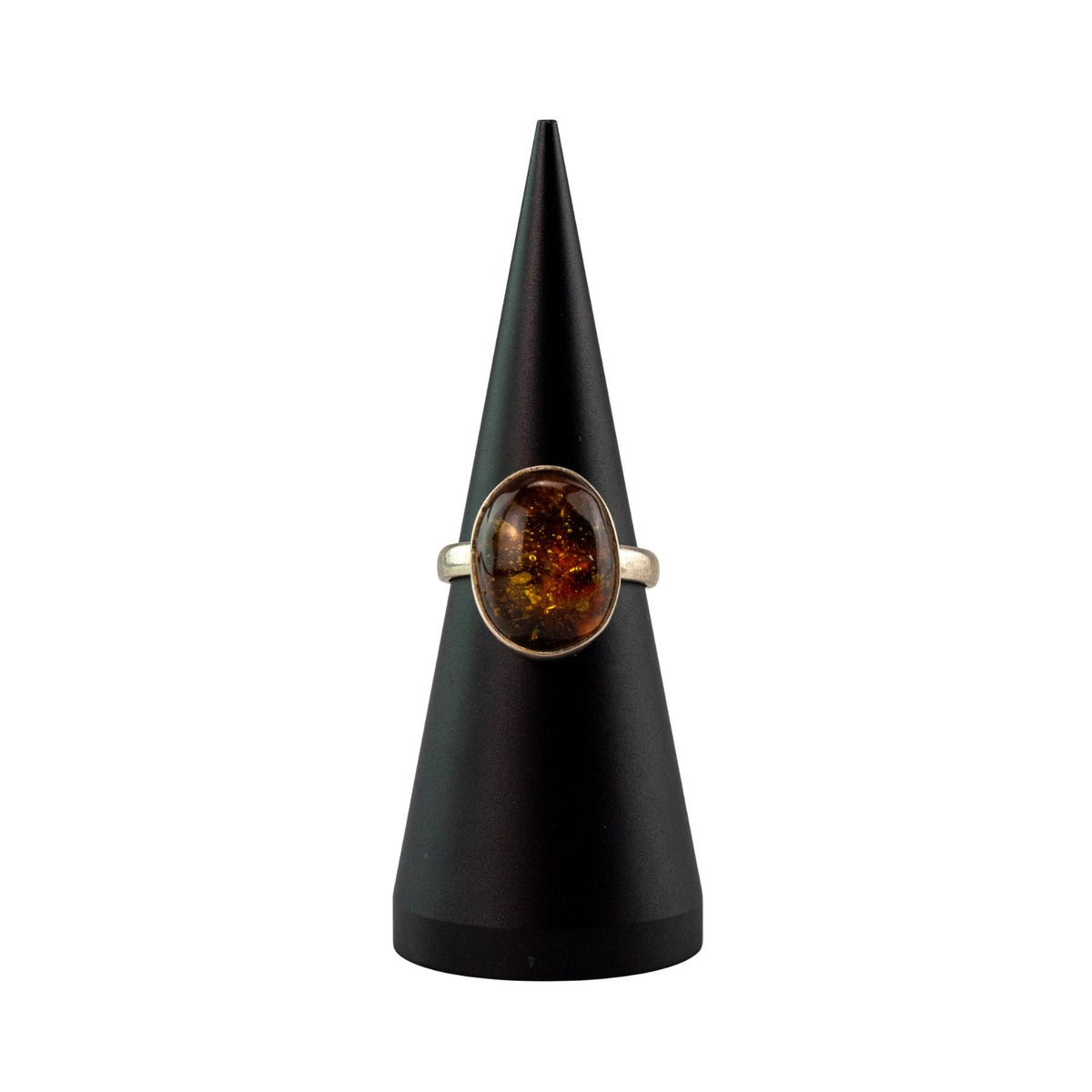 Oval Amber Ring Sterling Silver