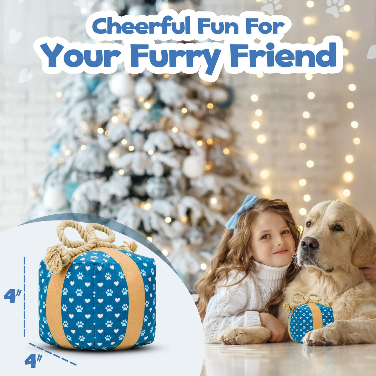 Gift Box Squeaky & Crinkle Dog Toy