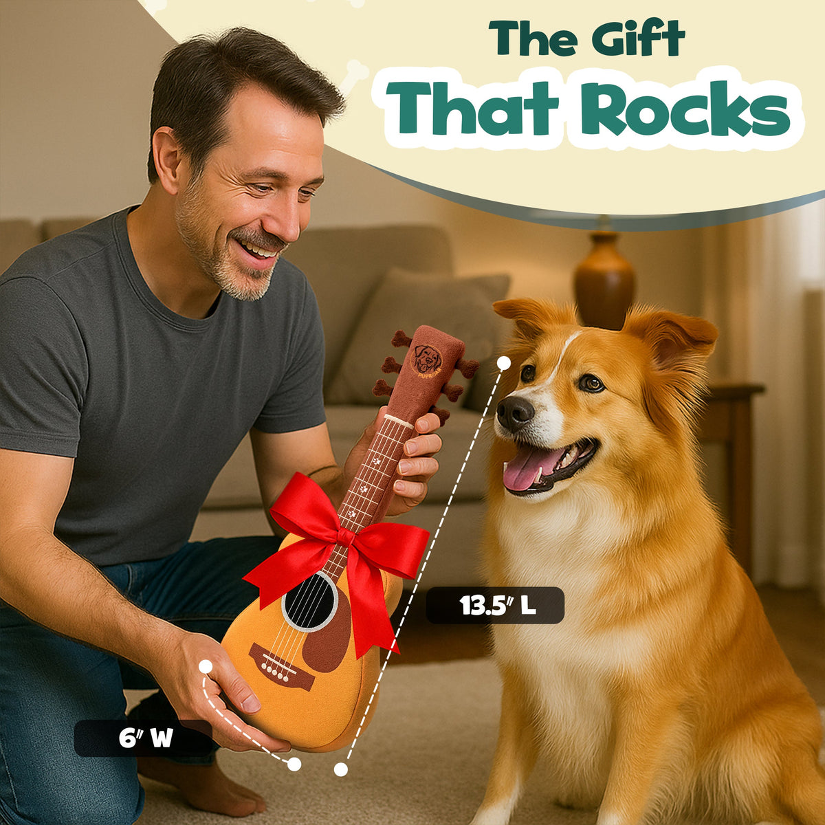 Guitar Squeaky & Crinkle Dog Toy