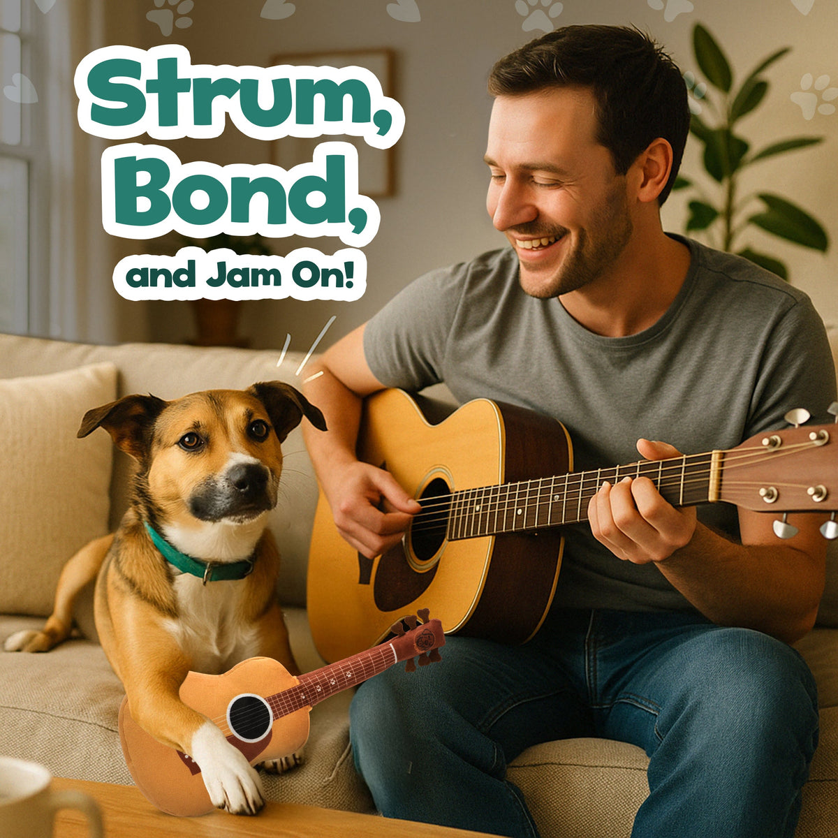 Guitar Squeaky & Crinkle Dog Toy