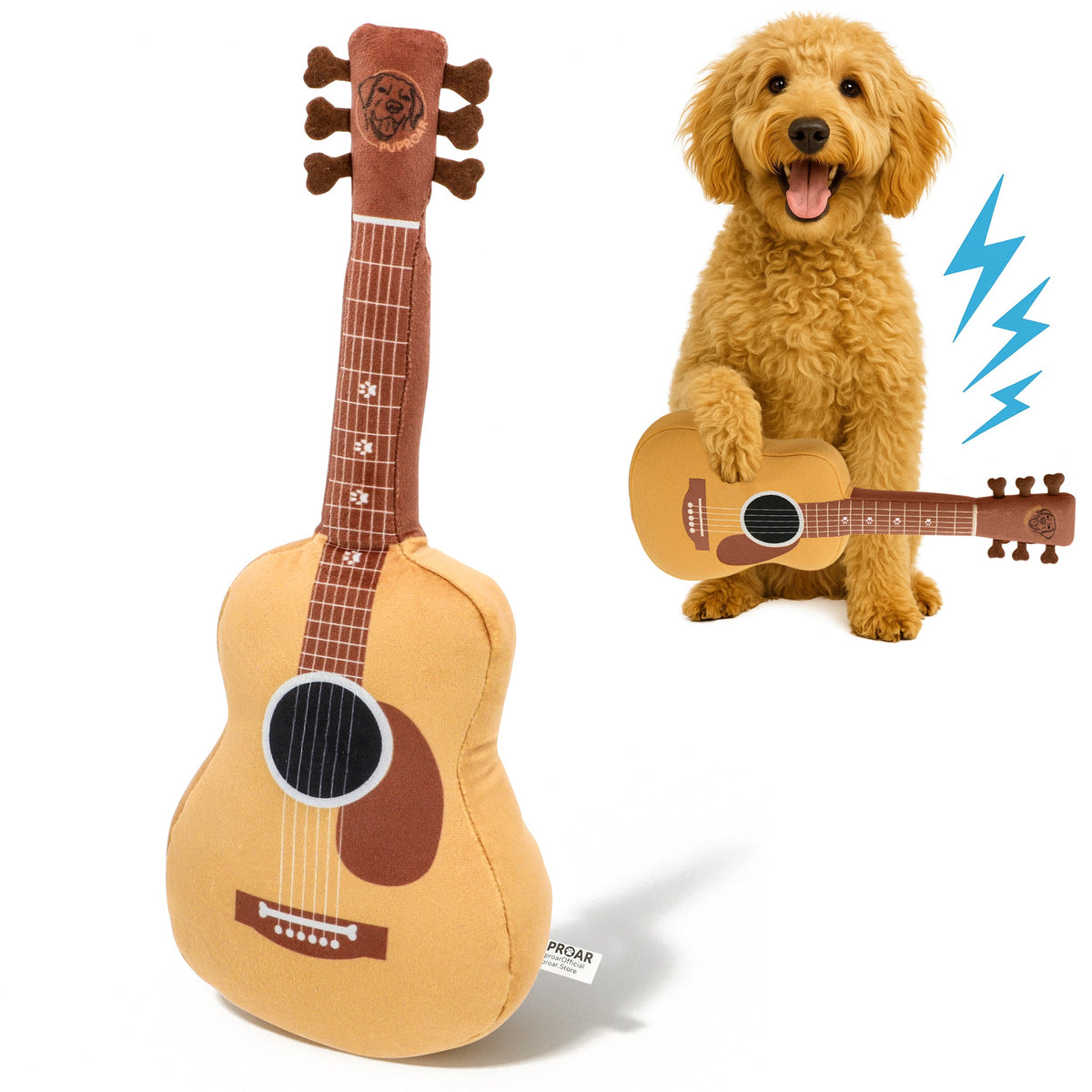 Guitar Squeaky & Crinkle Dog Toy