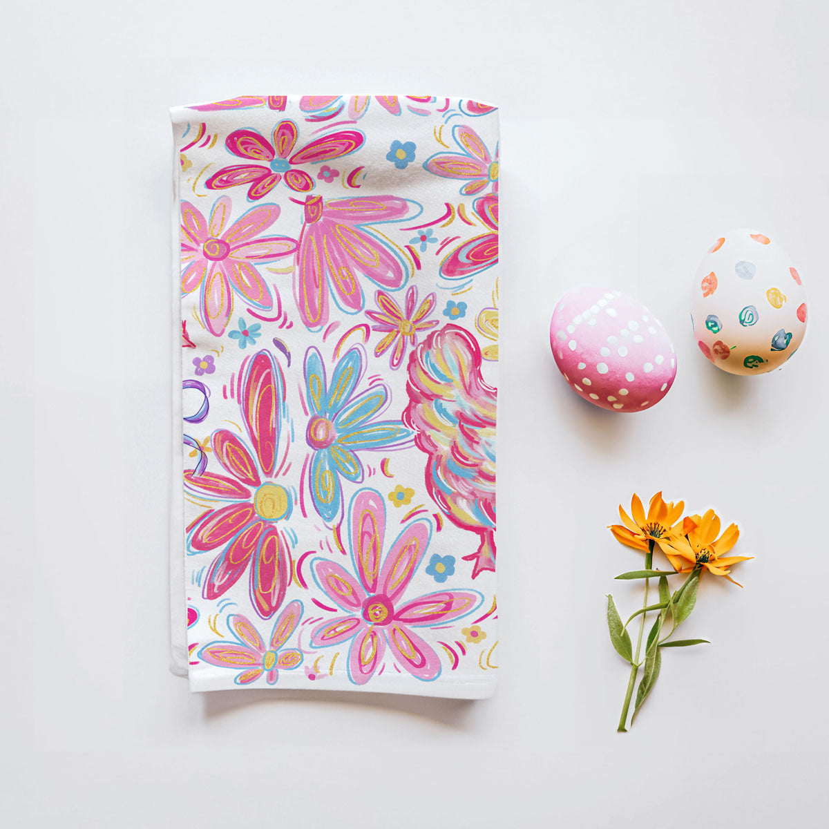 Boho Floral Chicken Kitchen Towel