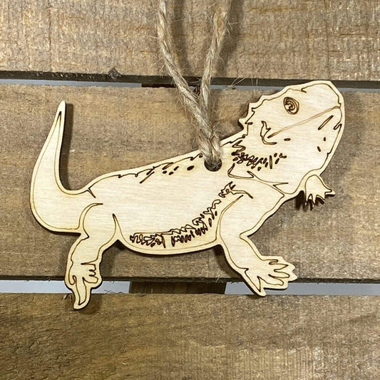 Bearded Dragon Wooden Christmas Ornament | Reptile Holiday Decor