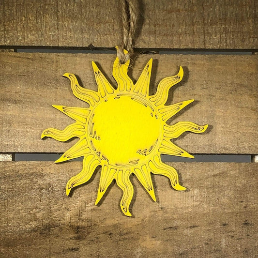 Bohemian Sun Christmas Wooden Ornament | Celestial Holiday Decor
