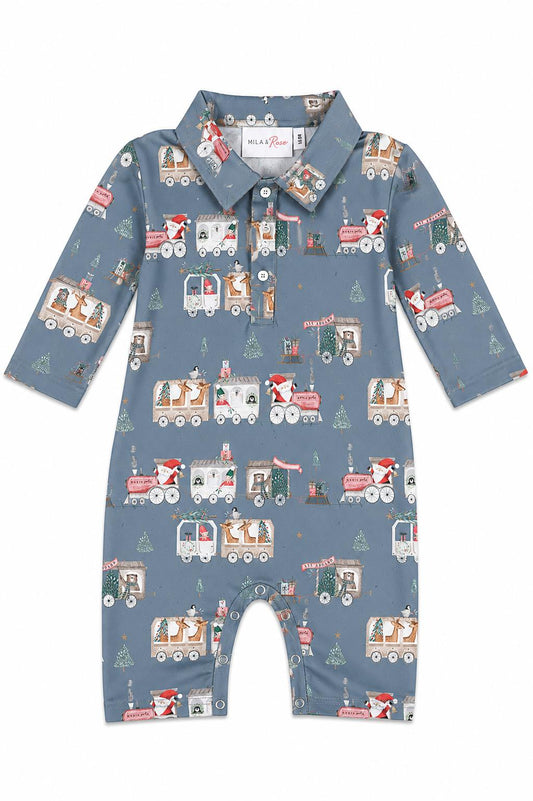 North Pole Express Long-Sleeve Polo One-Piece