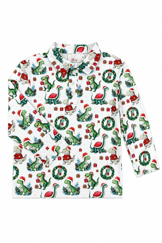 Santa Saurus Long-Sleeve Polo