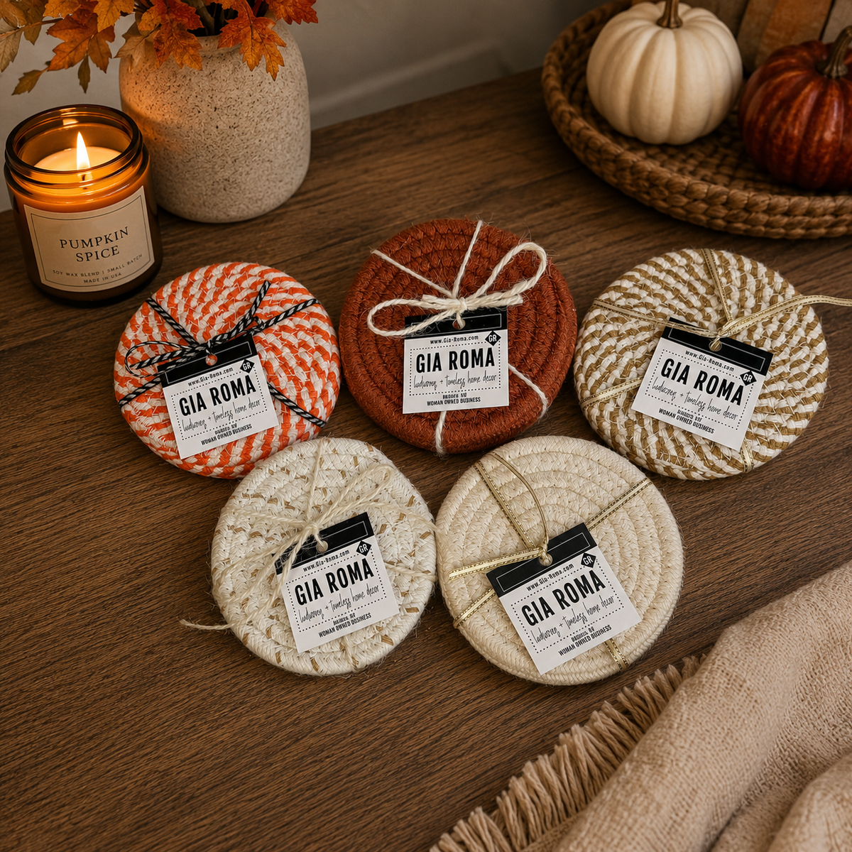 Handcrafted Braided Fabric Coasters