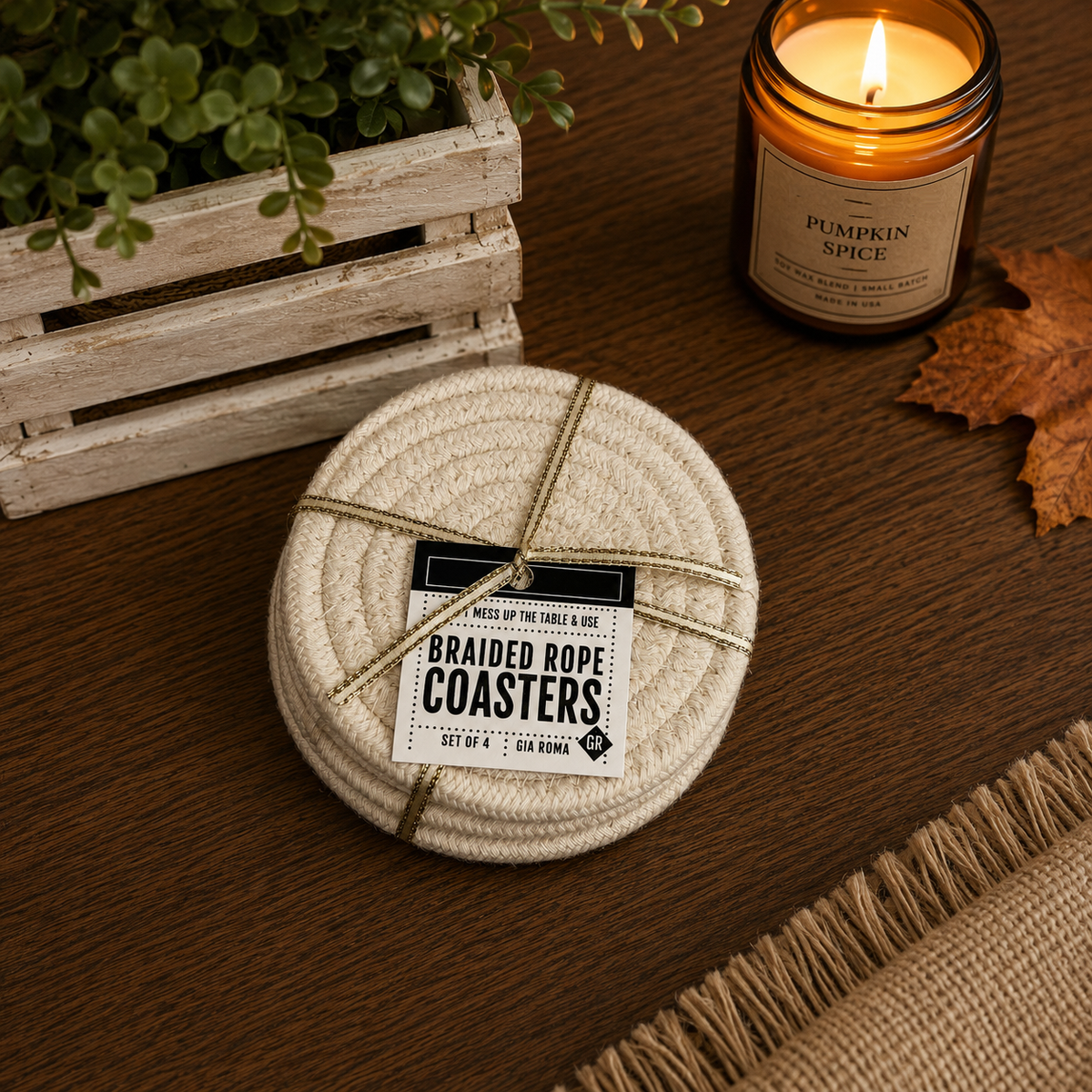 Handcrafted Braided Fabric Coasters