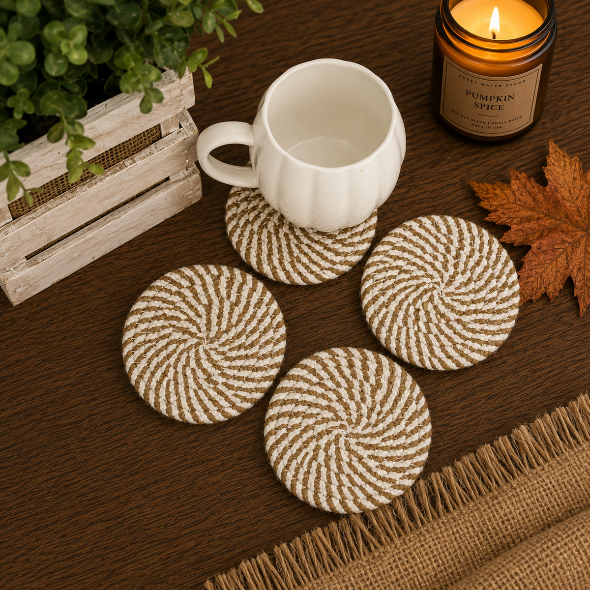Handcrafted Braided Fabric Coasters