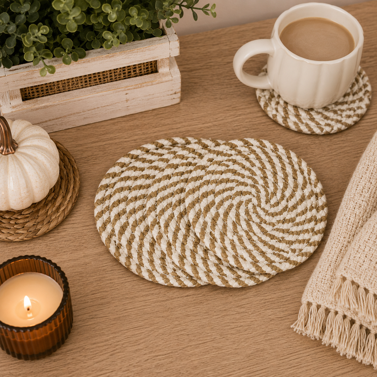 Handcrafted Braided Fabric Coasters
