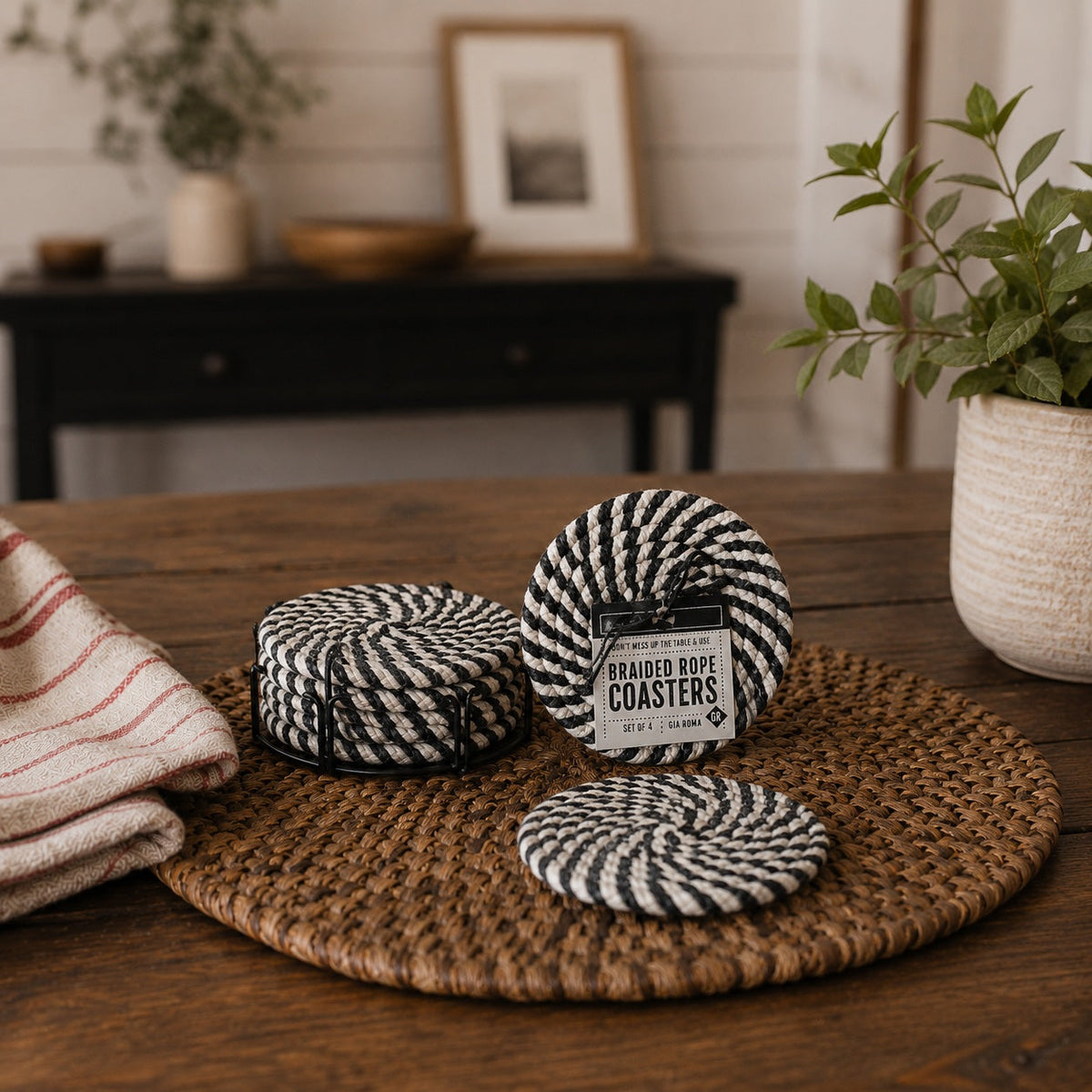 Handcrafted Braided Fabric Coasters