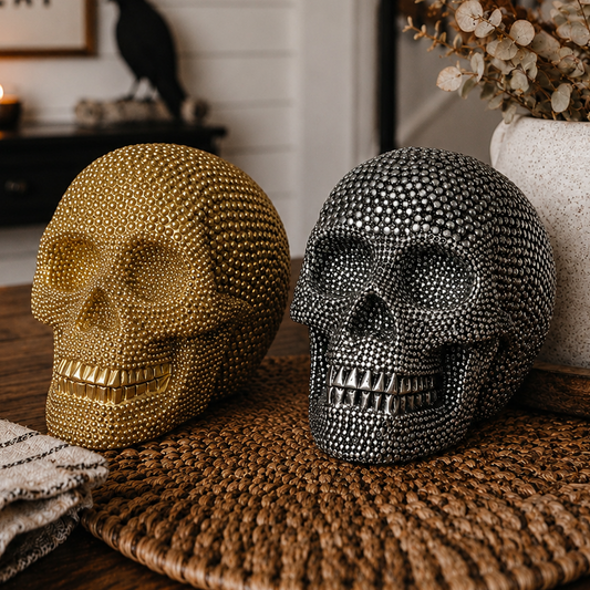 Decorative Jeweled Resin Skull | Gold or Silver