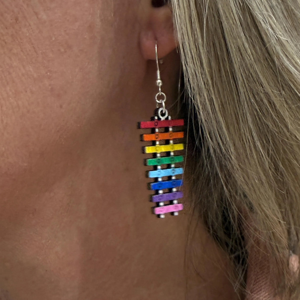 Rainbow Xylophone Wooden Earrings | Music Teacher Jewelry