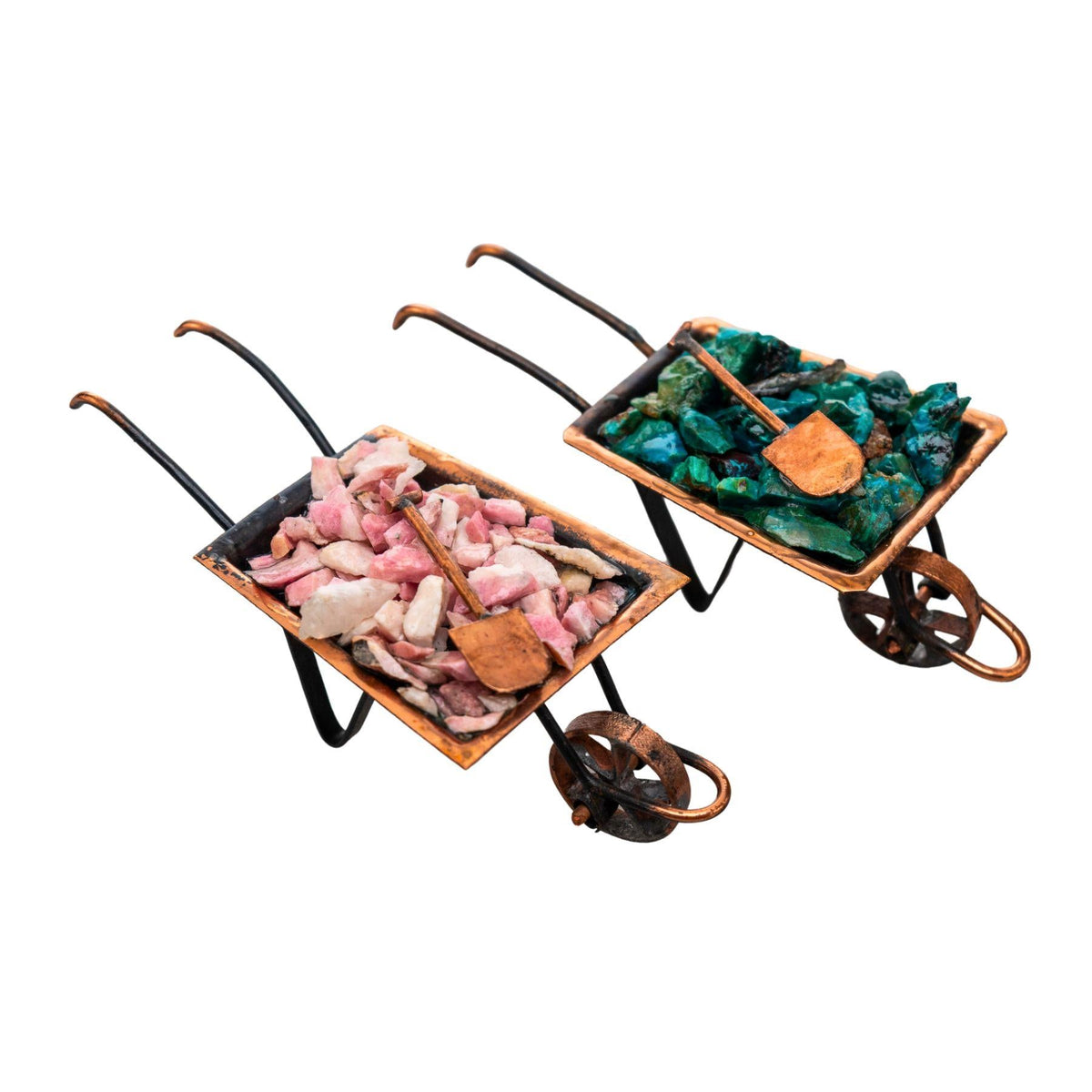 Mini Crystal Chip Wheelbarrow | Rustic Crystal Decor