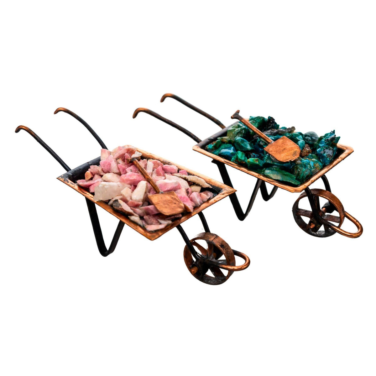 Mini Crystal Chip Wheelbarrow | Rustic Crystal Decor