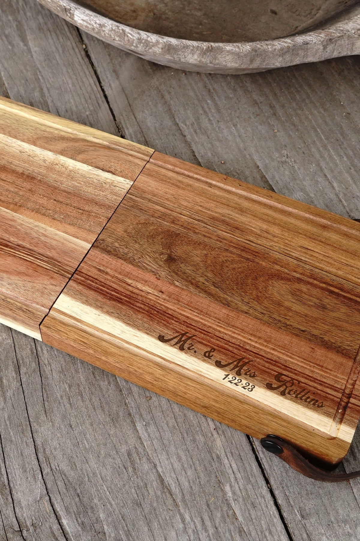 Acacia Folding Cheese Board with Webbing Handles