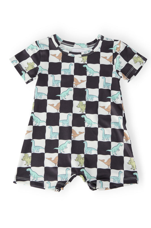 Dino Checkers Short-Sleeve Shorty One-Piece