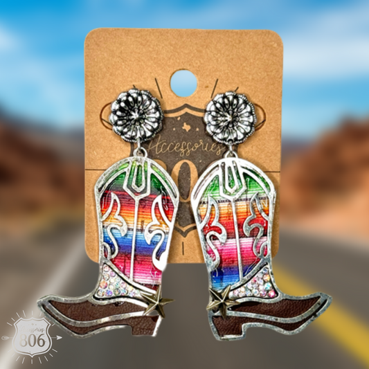 Serape Western Boot Earrings