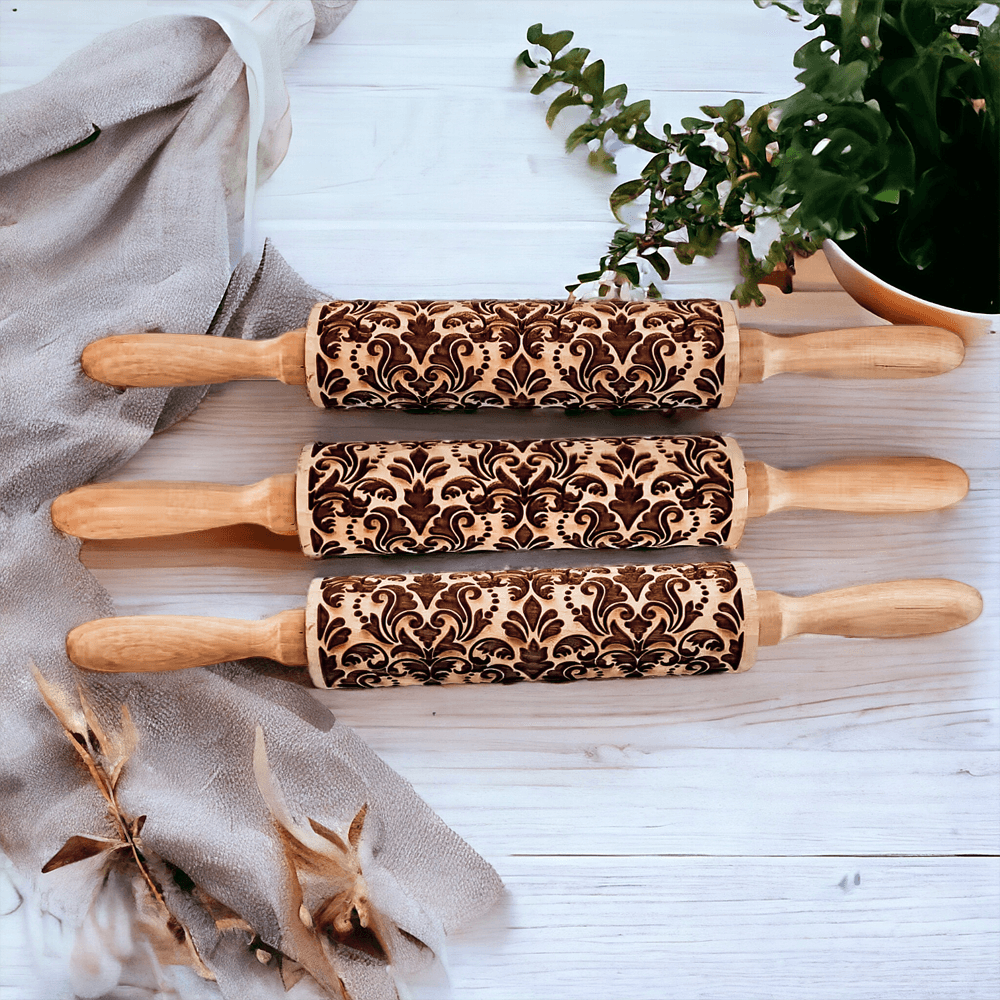 Decorative Embossed Wooden Rolling Pins for Baking