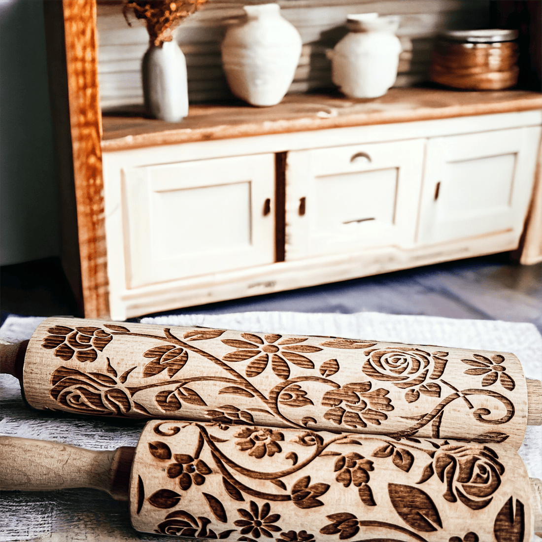 Decorative Embossed Wooden Rolling Pins for Baking
