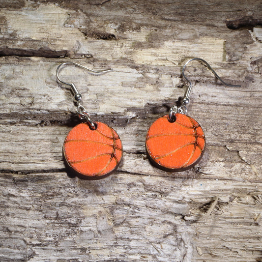 Basketball Wooden Dangle Earrings | Sports Jewelry