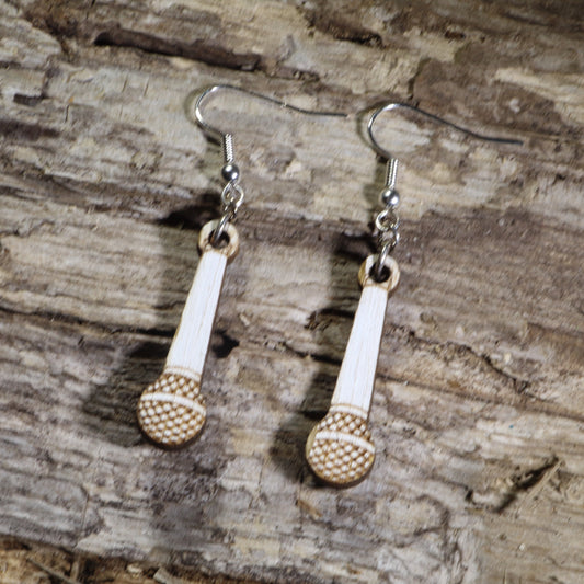 Microphone Wooden Earrings | Singer Music Lover Jewelry