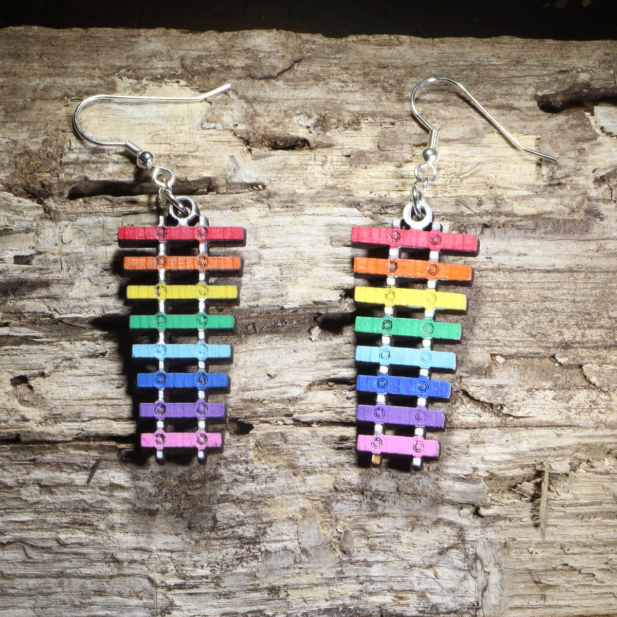 Rainbow Xylophone Wooden Earrings | Music Teacher Jewelry